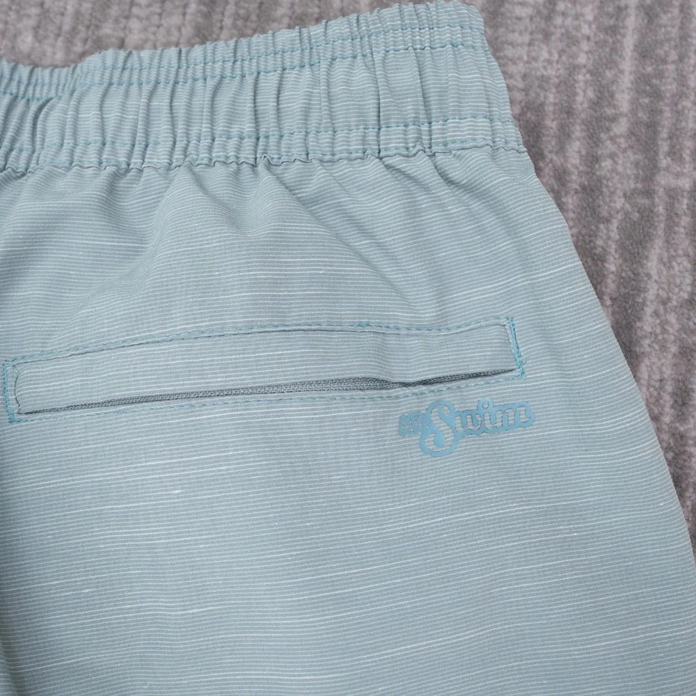 Mr. Swim Board Shorts Mens XXL Blue Textured Drawstring Mesh Lined Trunks